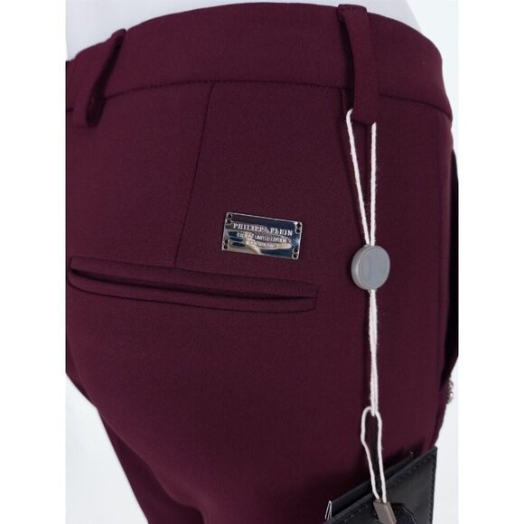 Philipp Plein Couture Crystal Embellished 'Bunny' Trousers Size 40 M Wine - Picture 6 of 13